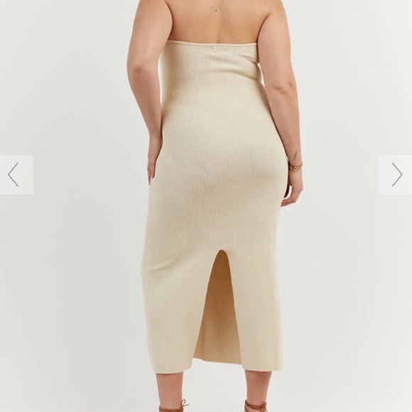 DISSH Cream Strapless Bodycon Dress for Cocktail - Picture 2 of 5